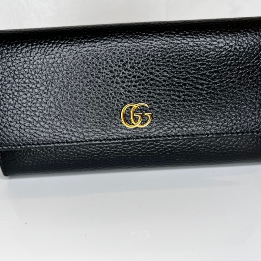 Black Gg Marmont Leather Continental Wallet